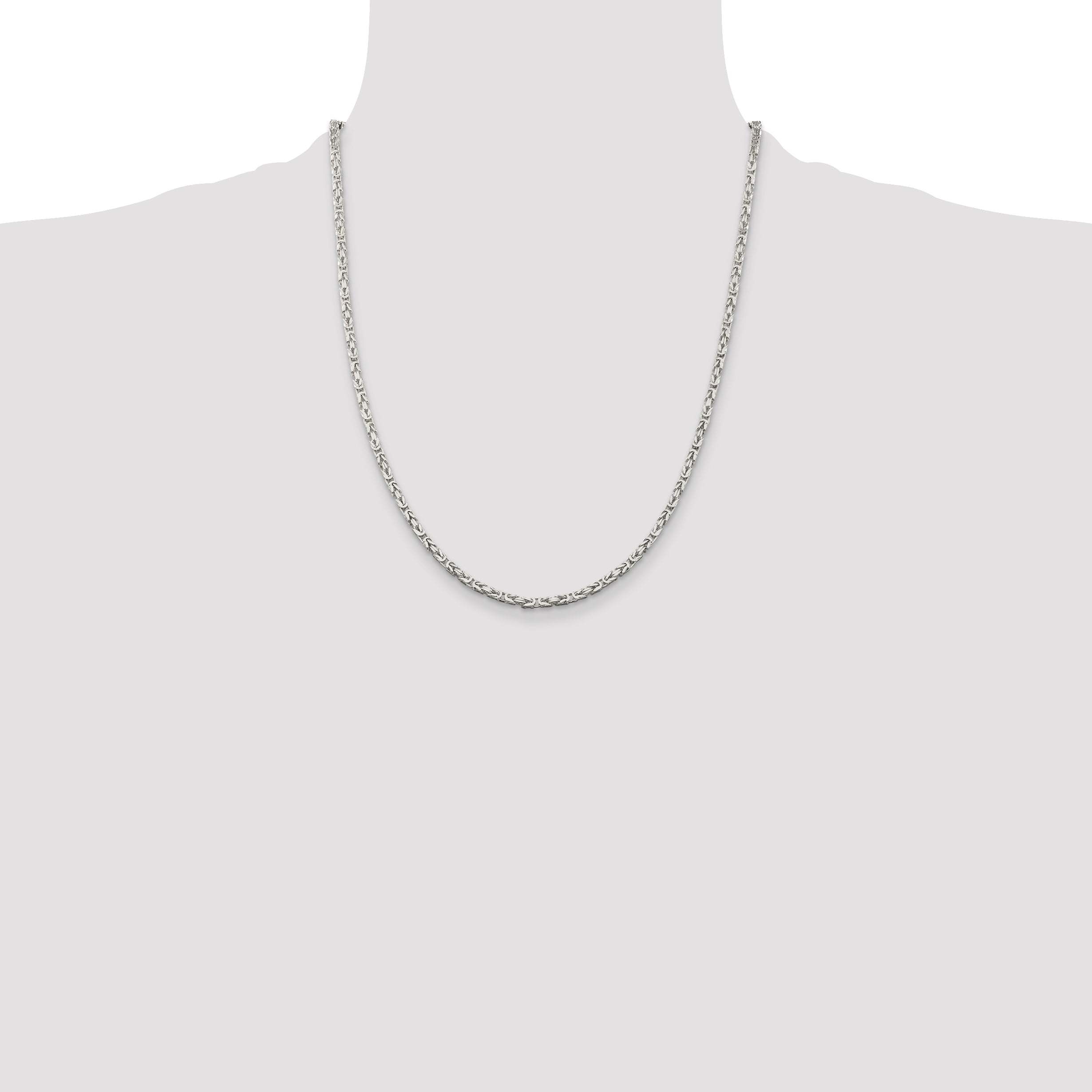 22 Inch Sterling Silver 2.5mm Byzantine Chain