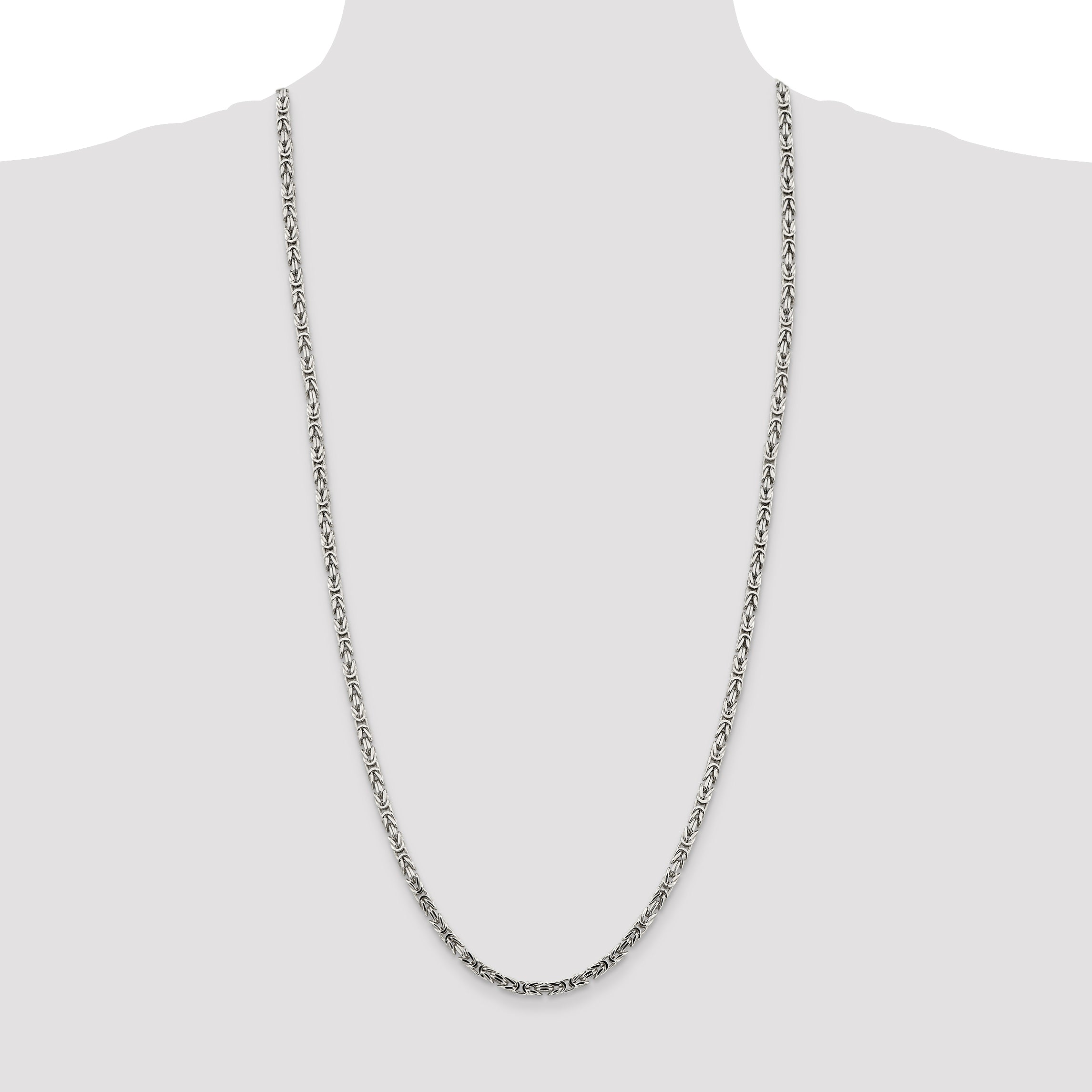 30 Inch Sterling Silver 3.25mm Byzantine Chain
