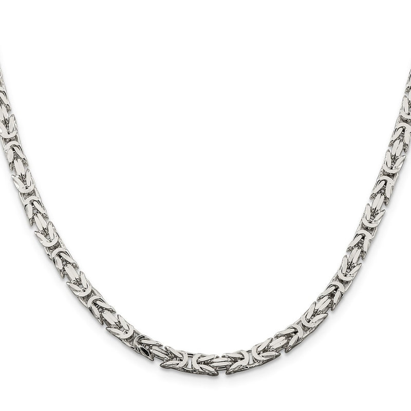 30 Inch Sterling Silver 4.25mm Byzantine Chain Necklace