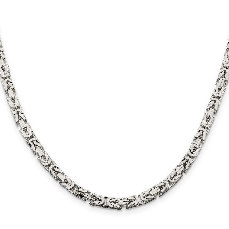 28 Inch Sterling Silver 4.25mm Byzantine Chain Necklace