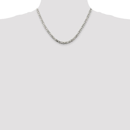 18 Inch Sterling Silver 4.25mm Byzantine Chain Necklace