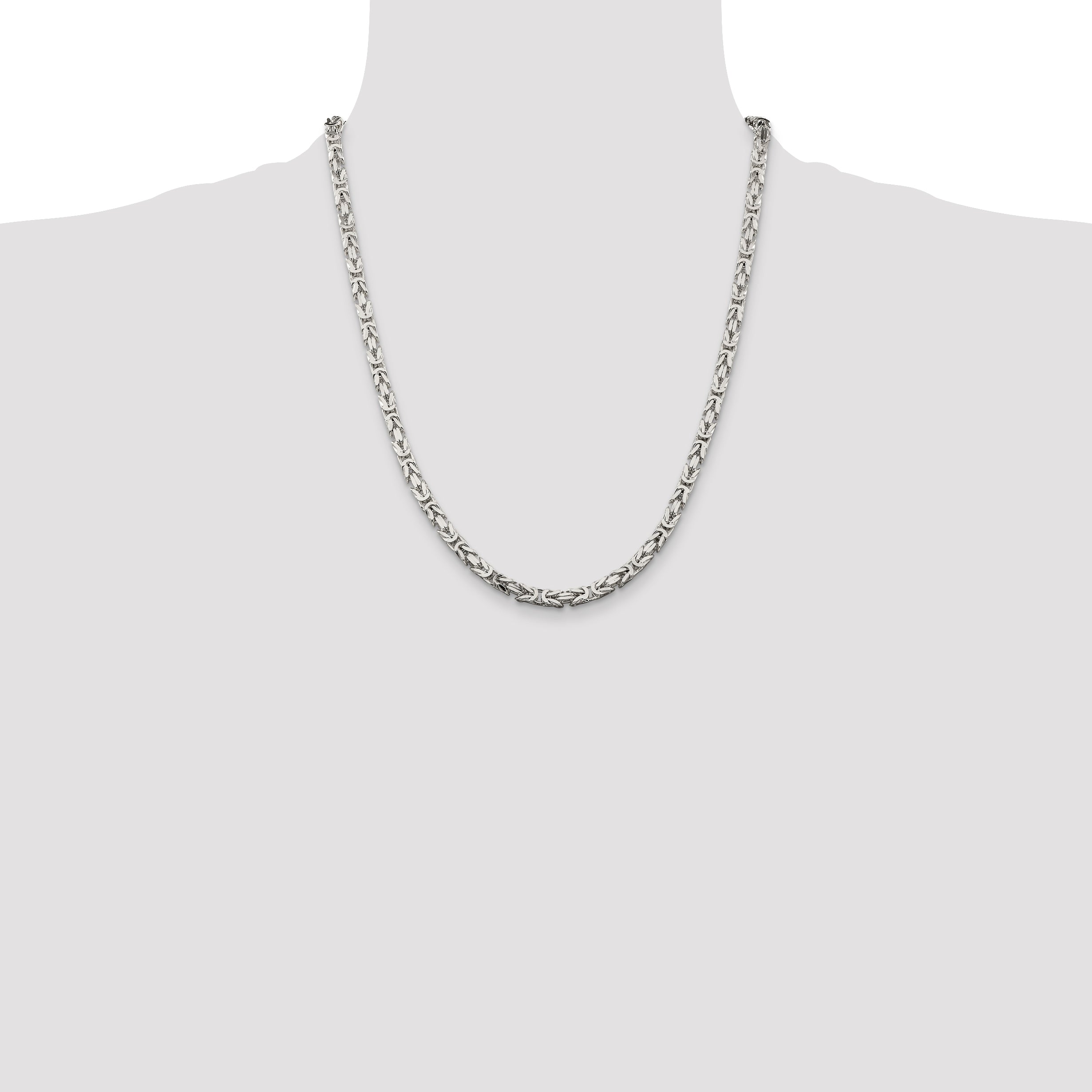 22 Inch Sterling Silver 4.25mm Byzantine Chain