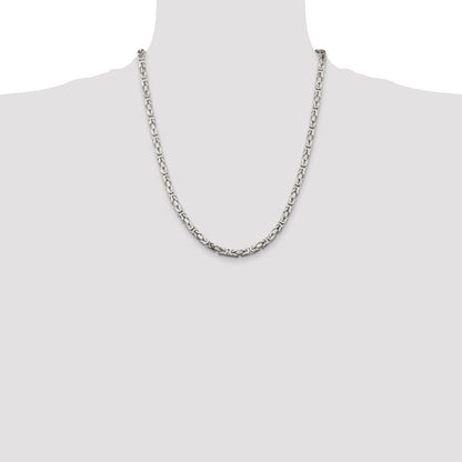 22 Inch Sterling Silver 4.25mm Byzantine Chain