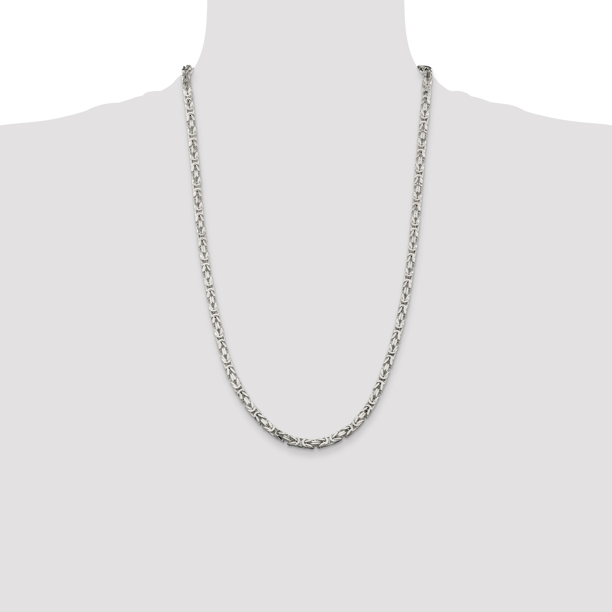 26 Inch Sterling Silver 4.25mm Byzantine Chain