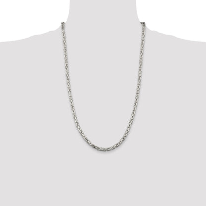 26 Inch Sterling Silver 4.25mm Byzantine Chain