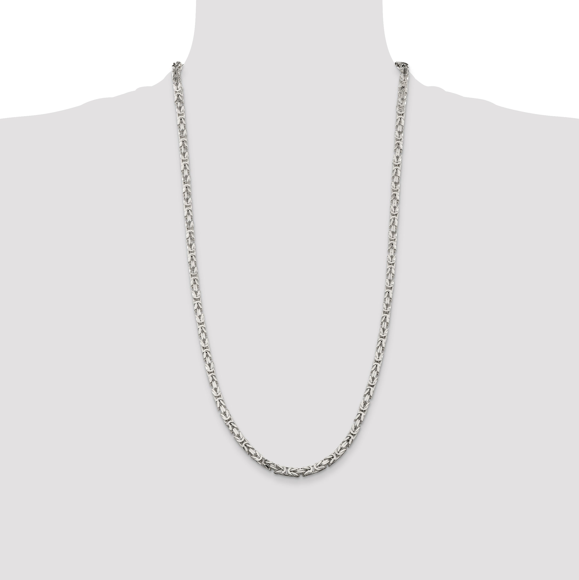 28 Inch Sterling Silver 4.25mm Byzantine Chain