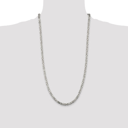 28 Inch Sterling Silver 4.25mm Byzantine Chain