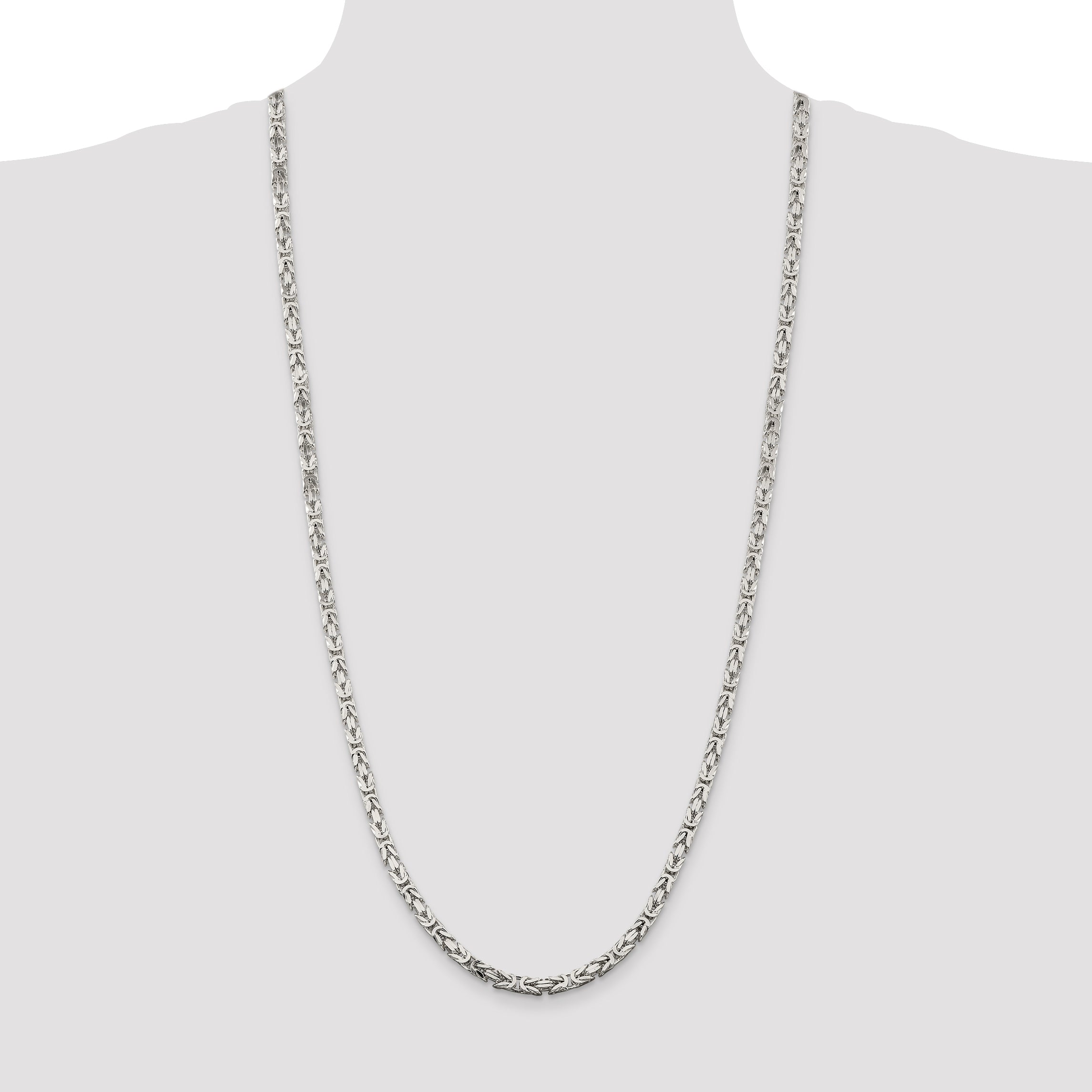 30 Inch Sterling Silver 4.25mm Byzantine Chain