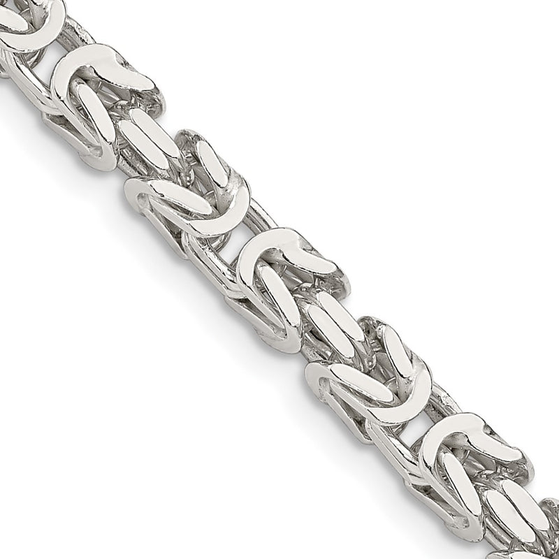 22 Inch Sterling Silver 4.25mm Byzantine Chain Necklace