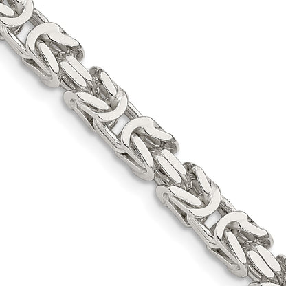 24 Inch Sterling Silver 4.25mm Byzantine Chain Necklace