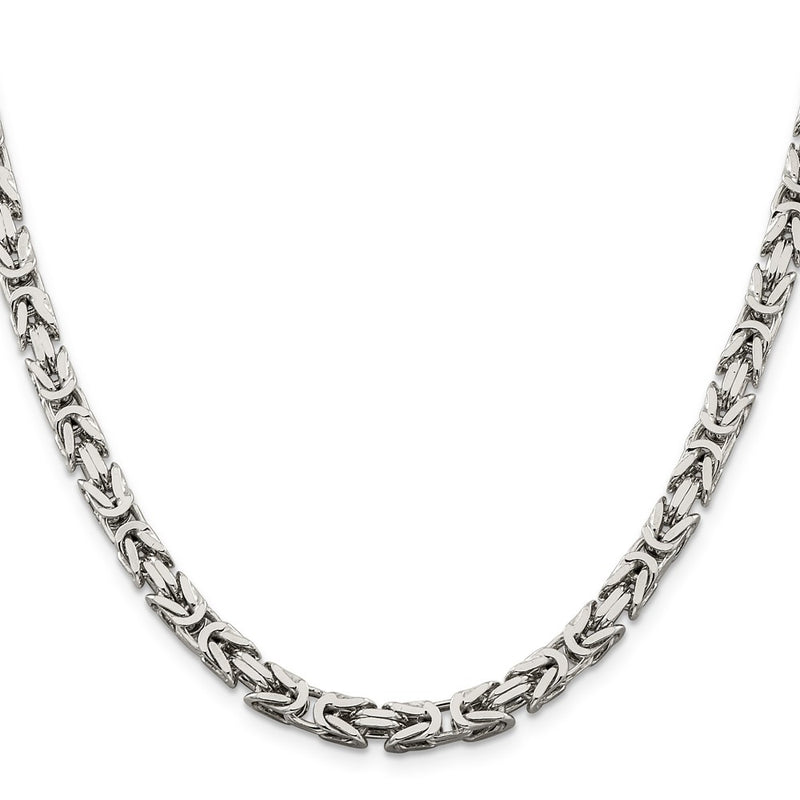20 Inch Sterling Silver 5mm Byzantine Chain Necklace