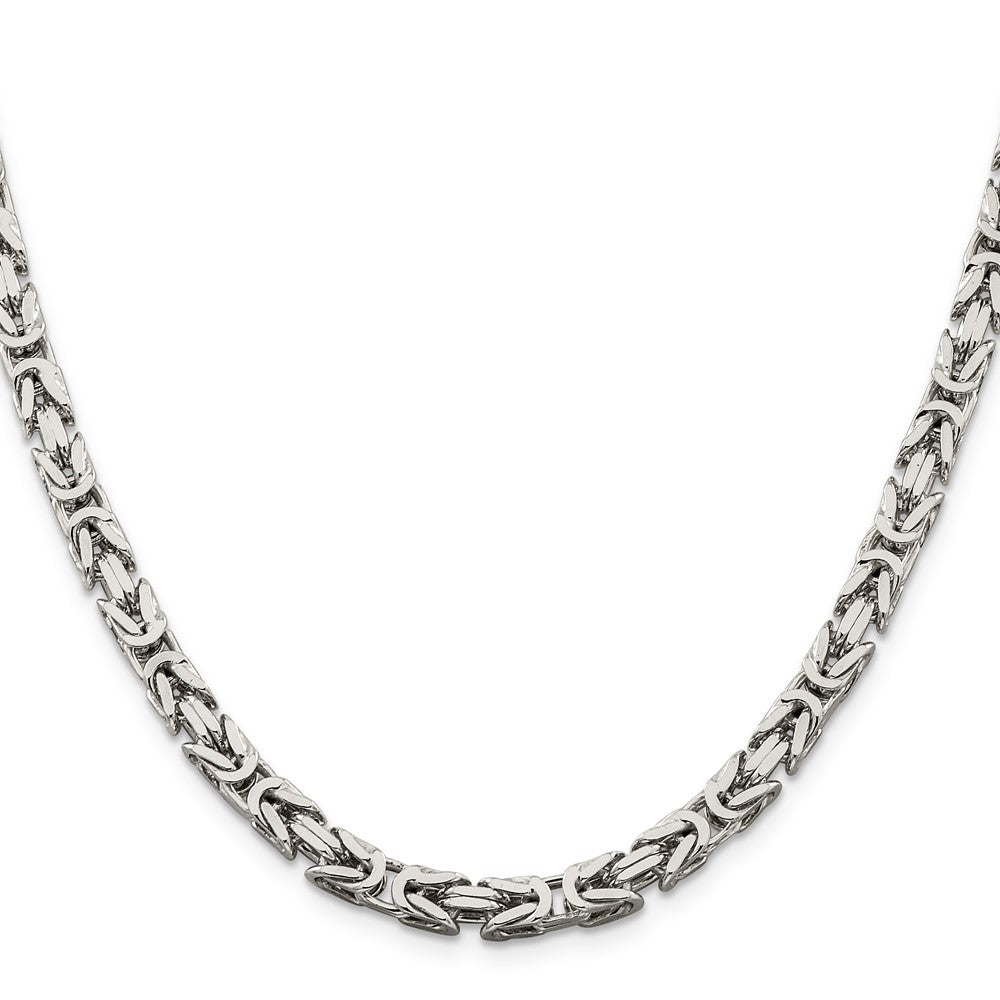 22 Inch Sterling Silver 5mm Byzantine Chain Necklace