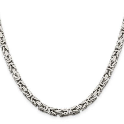 22 Inch Sterling Silver 5mm Byzantine Chain Necklace