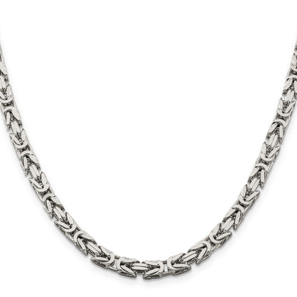 22 Inch Sterling Silver 5mm Byzantine Chain