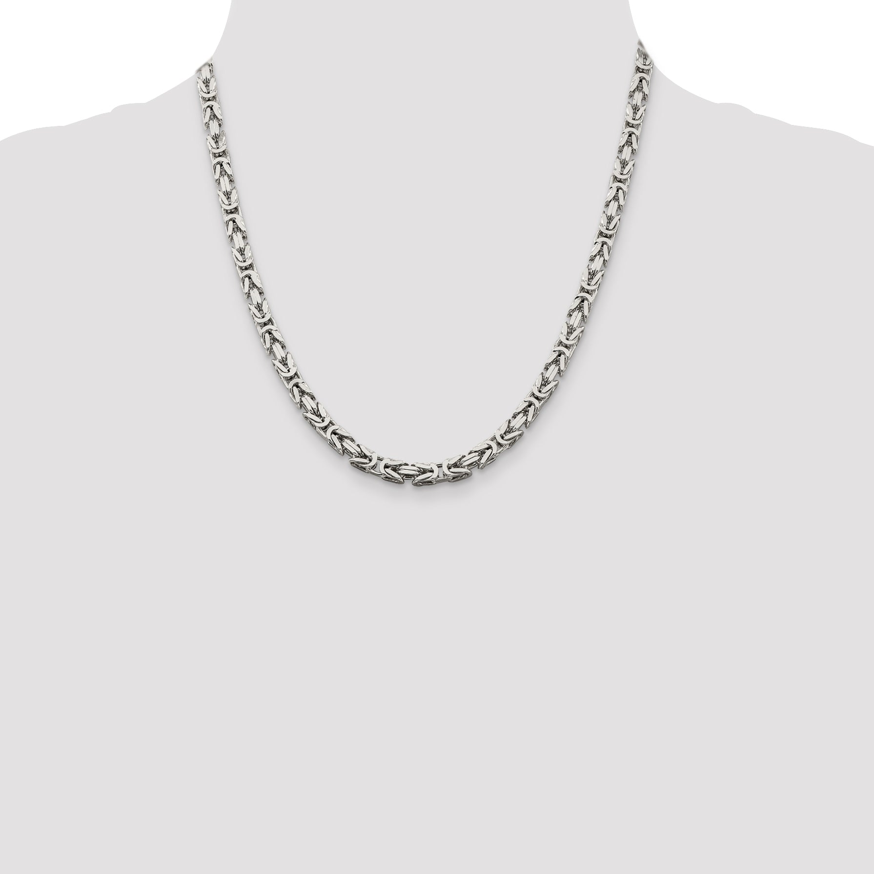 20 Inch Sterling Silver 5mm Byzantine Chain