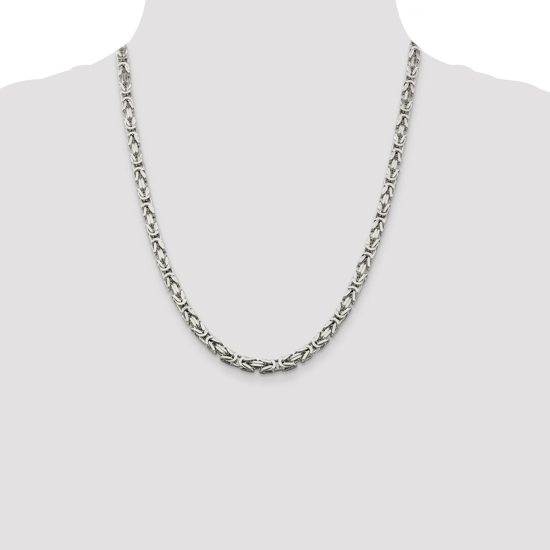 22 Inch Sterling Silver 5mm Byzantine Chain