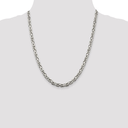 22 Inch Sterling Silver 5mm Byzantine Chain