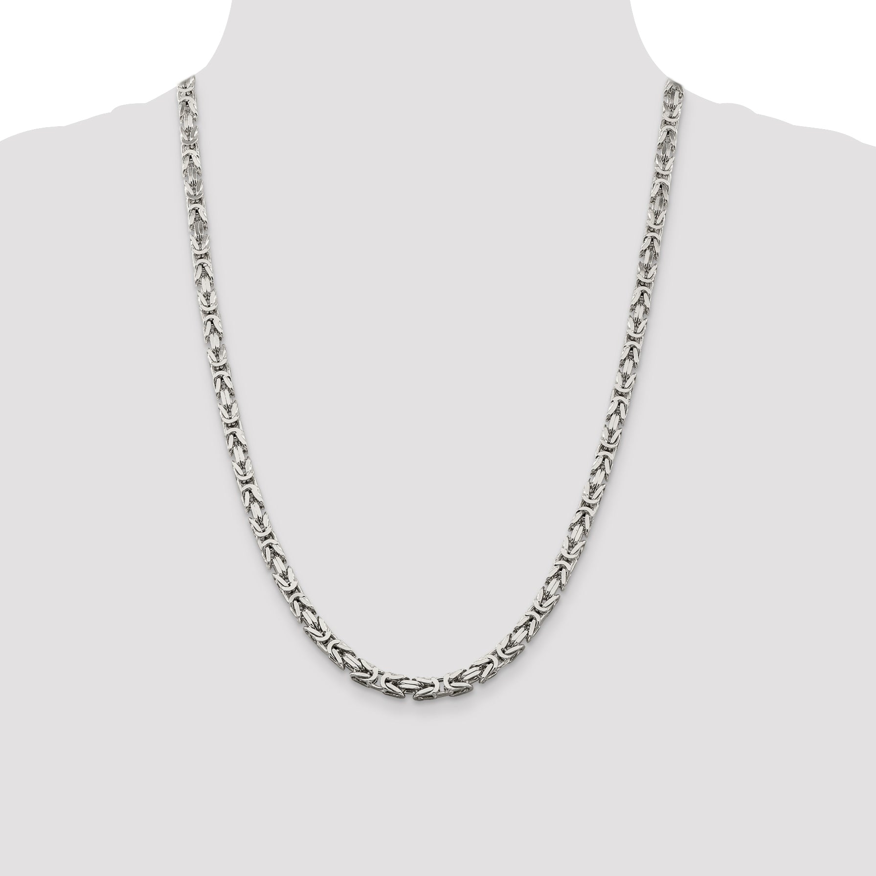 24 Inch Sterling Silver 5mm Byzantine Chain