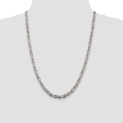24 Inch Sterling Silver 5mm Byzantine Chain