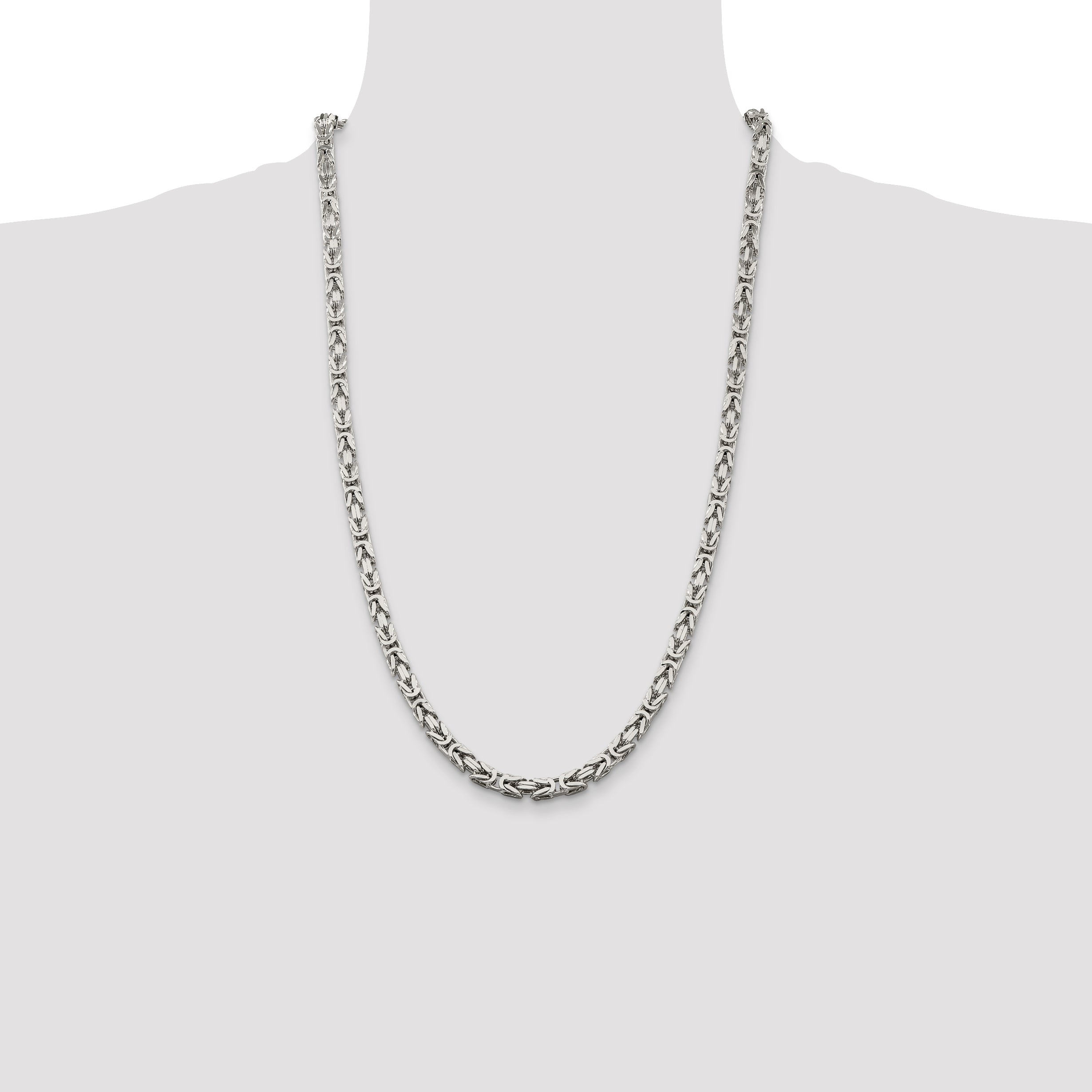 26 Inch Sterling Silver 5mm Byzantine Chain