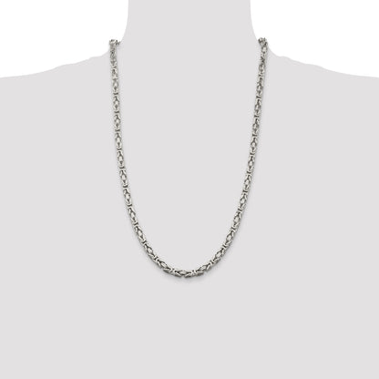 26 Inch Sterling Silver 5mm Byzantine Chain