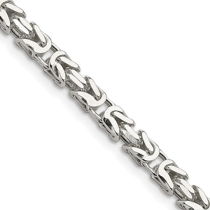 26 Inch Sterling Silver 5mm Byzantine Chain Necklace
