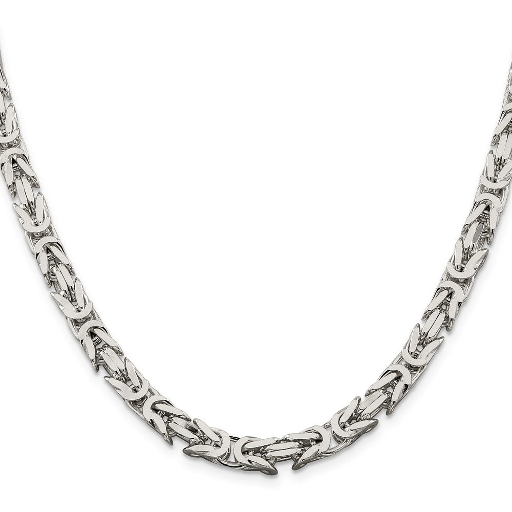22 Inch Sterling Silver 6mm Byzantine Chain Necklace