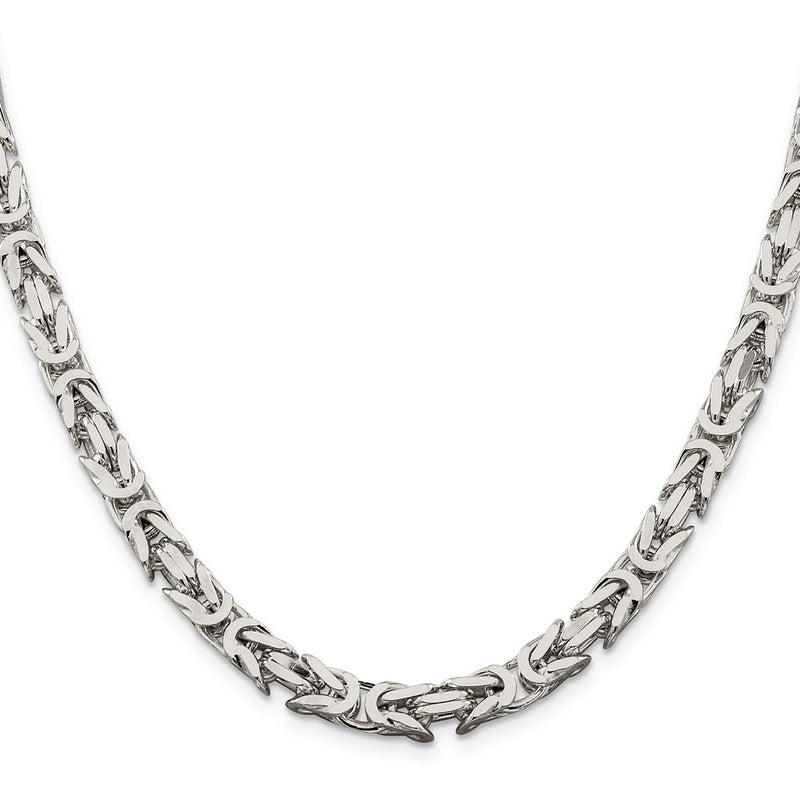 22 Inch Sterling Silver 6mm Byzantine Chain Necklace