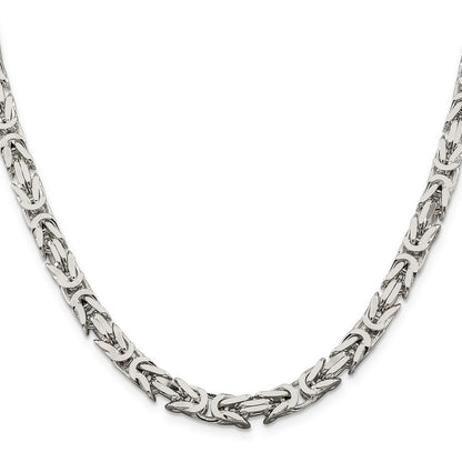 26 Inch Sterling Silver 6mm Byzantine Chain Necklace
