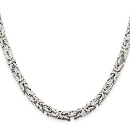 28 Inch Sterling Silver 6mm Byzantine Chain