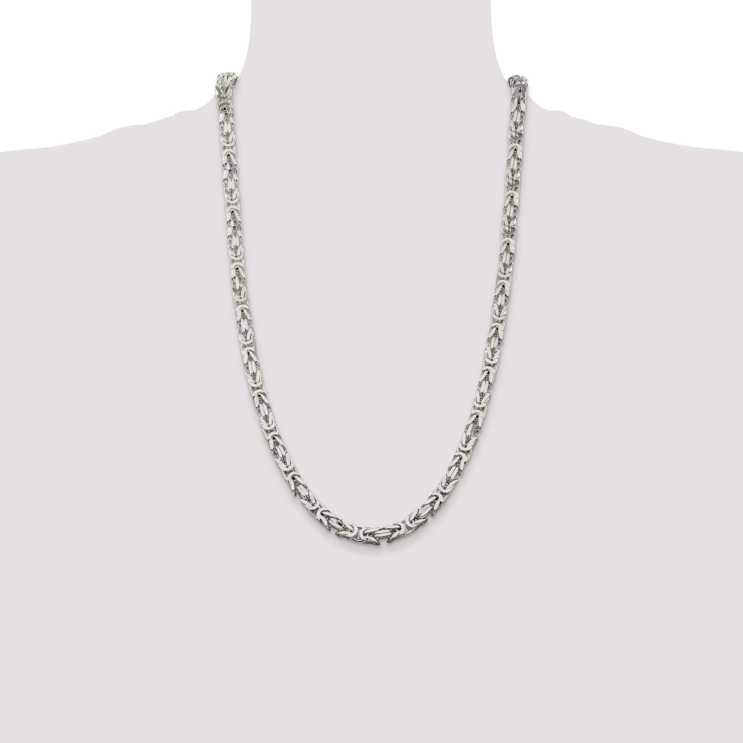 26 Inch Sterling Silver 6mm Byzantine Chain