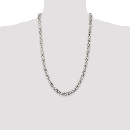 26 Inch Sterling Silver 6mm Byzantine Chain