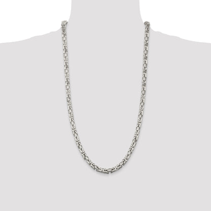 28 Inch Sterling Silver 6mm Byzantine Chain