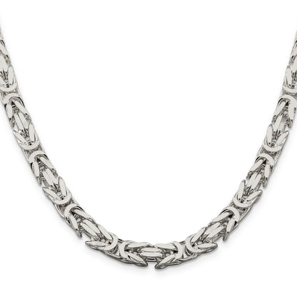 20 Inch Sterling Silver 7.5mm Byzantine Chain