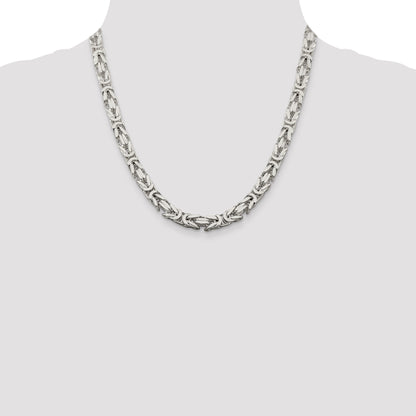 20 Inch Sterling Silver 7.5mm Byzantine Chain