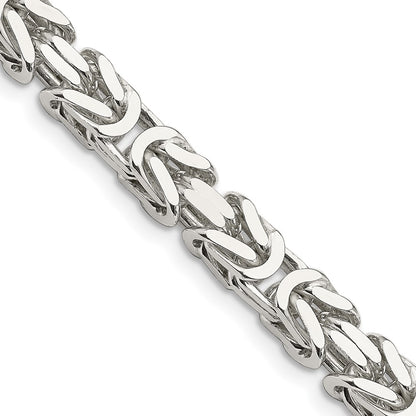 24 Inch Sterling Silver 7.5mm Byzantine Chain Necklace