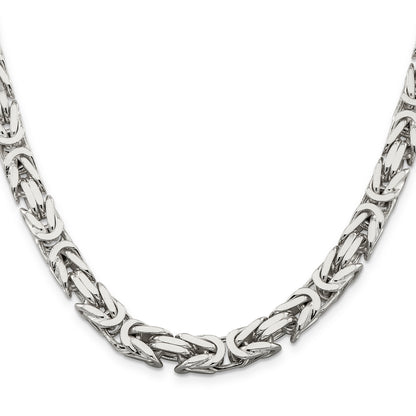 22 Inch Sterling Silver 8.25mm Byzantine Chain
