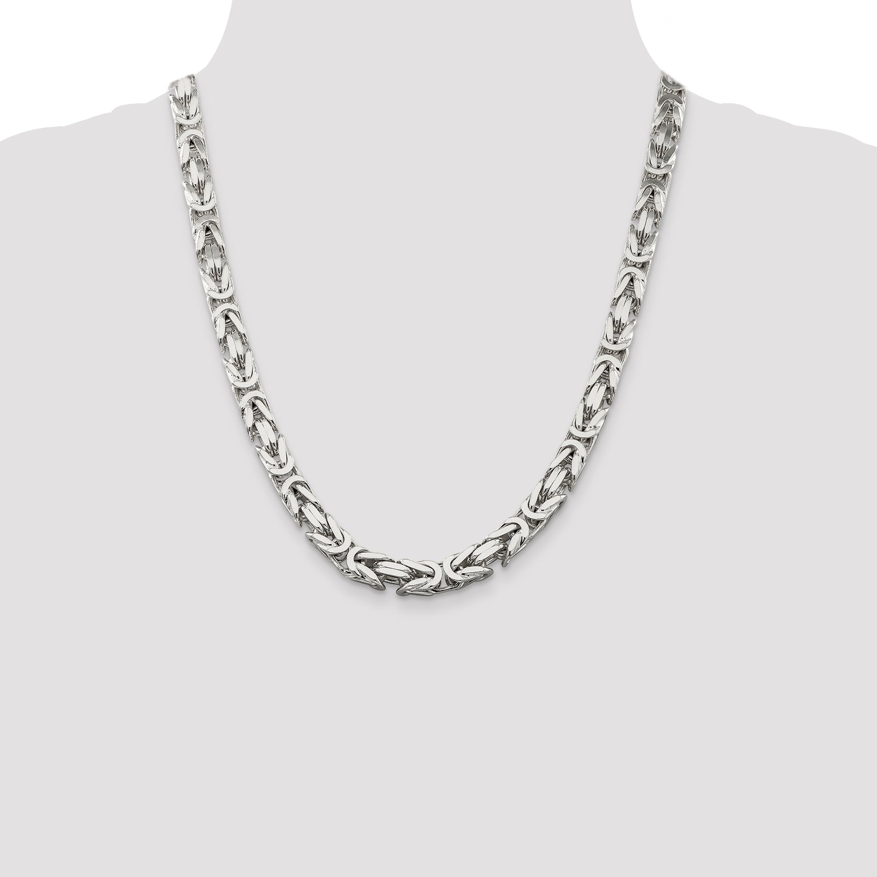 22 Inch Sterling Silver 8.25mm Byzantine Chain
