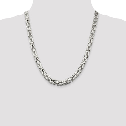 22 Inch Sterling Silver 8.25mm Byzantine Chain