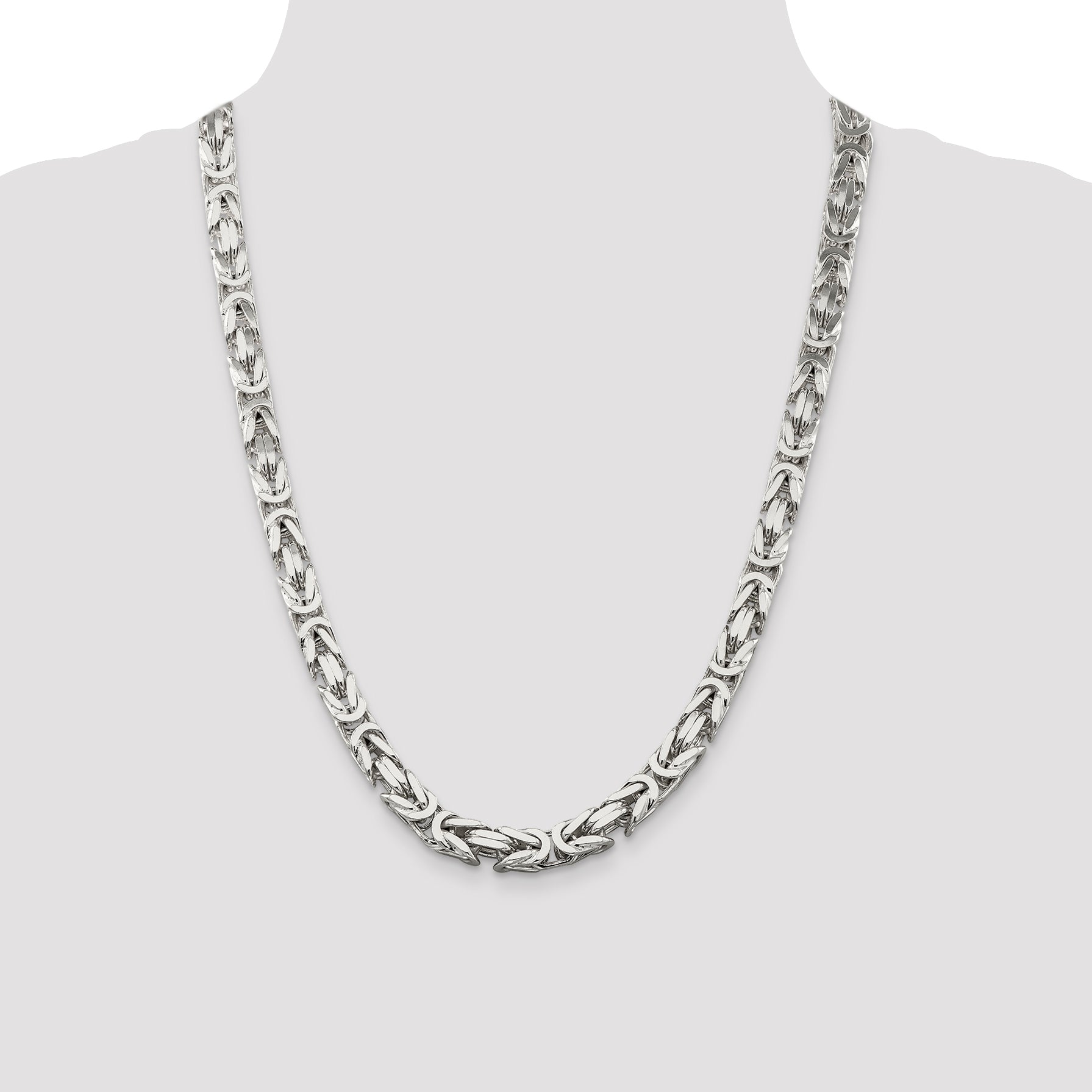 24 Inch Sterling Silver 8.25mm Byzantine Chain