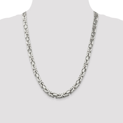24 Inch Sterling Silver 8.25mm Byzantine Chain
