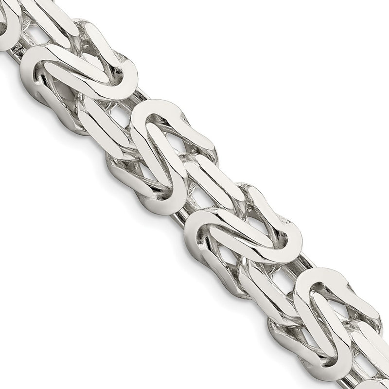 22 Inch Sterling Silver 8.25mm Byzantine Chain Necklace
