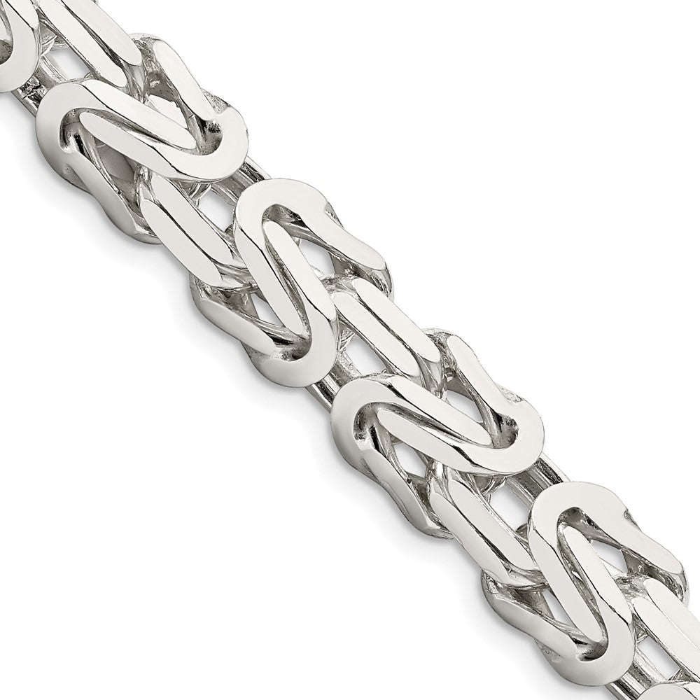 24 Inch Sterling Silver 8.25mm Byzantine Chain Necklace