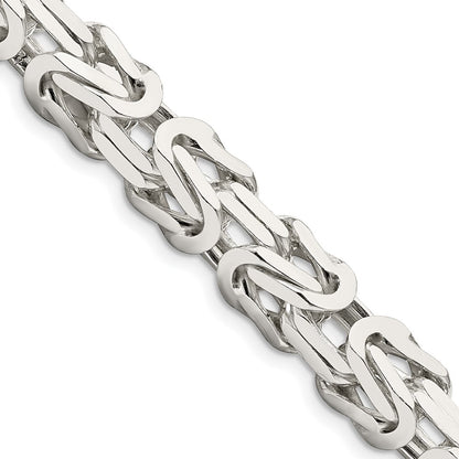 24 Inch Sterling Silver 8.25mm Byzantine Chain Necklace