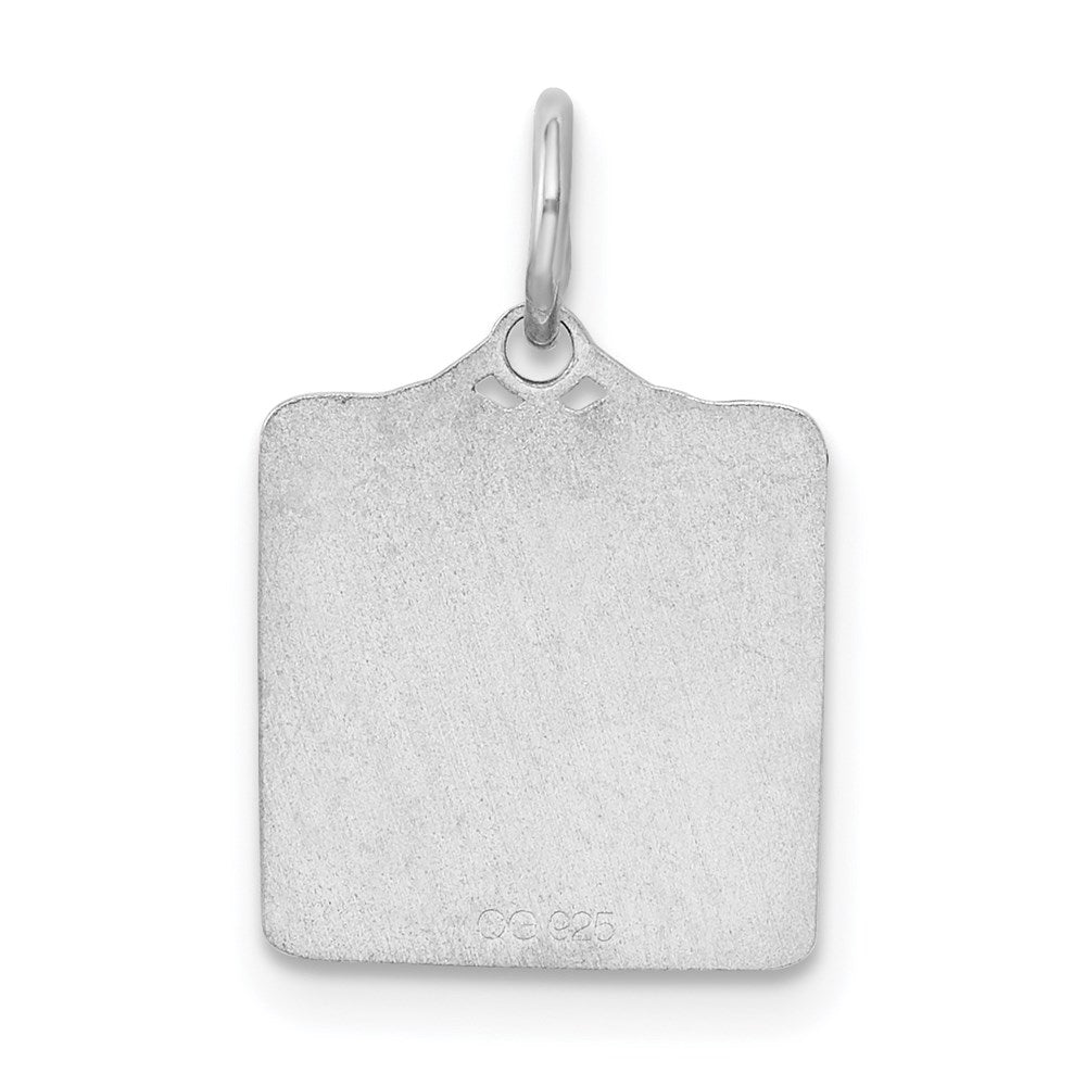 Sterling Silver Rhodium-Plated Pink Birth Certificate Polished Charm