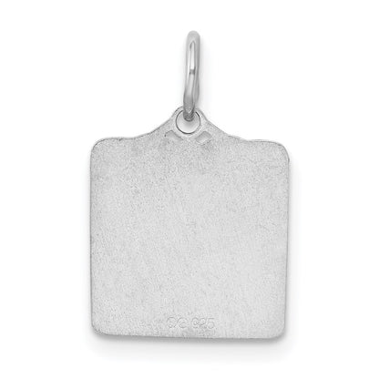 Sterling Silver Rhodium-Plated Pink Birth Certificate Polished Charm