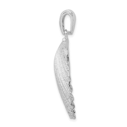 Sterling Silver De-Ani Rhodium-Plated Polished And Textured Shell Pendant