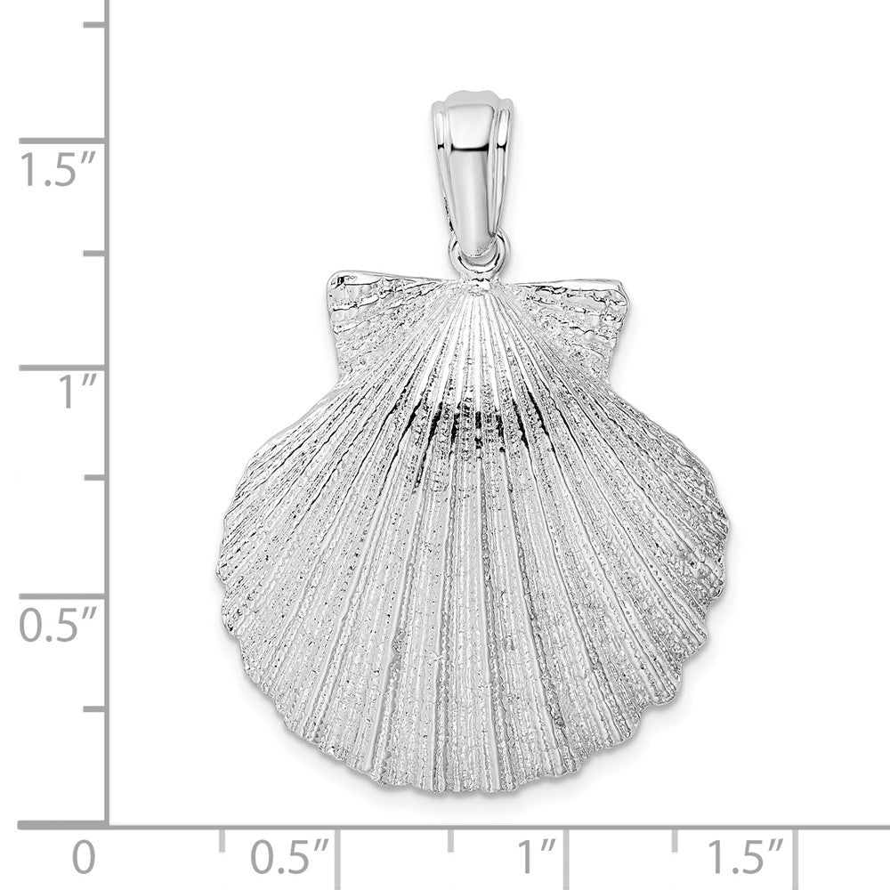 Sterling Silver De-Ani Rhodium-Plated Polished And Textured Shell Pendant