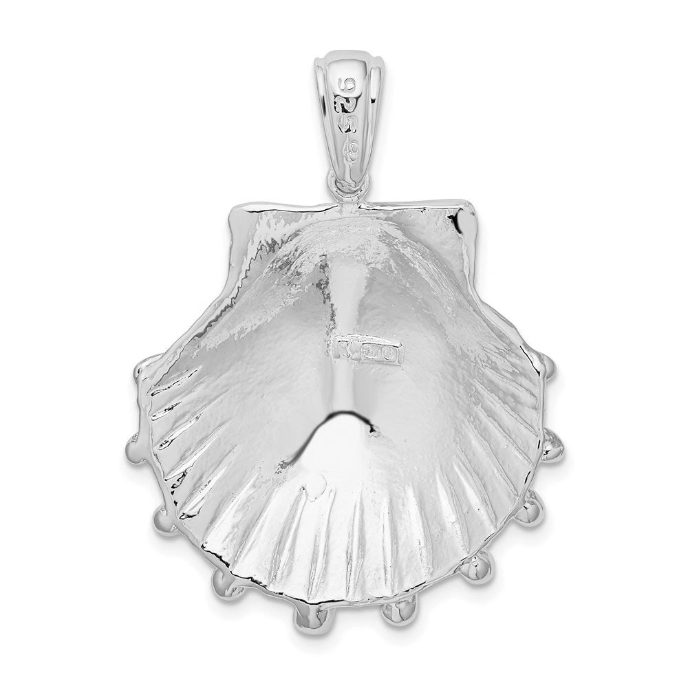 Sterling Silver De-Ani Rhodium-Plated Polished And Textured Lions Paw Shell Pendant