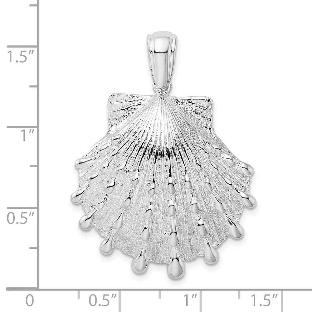Sterling Silver De-Ani Rhodium-Plated Polished And Textured Lions Paw Shell Pendant